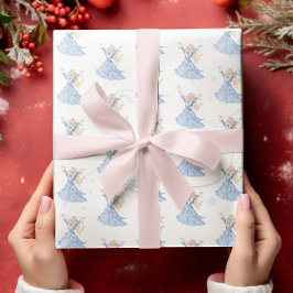 Papel De Presente Flocos de neve da Princesa de Natal Blue Winter