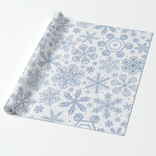 Papel De Presente Flocos de neve de cinza esbranquiçada (Desenrolado)
