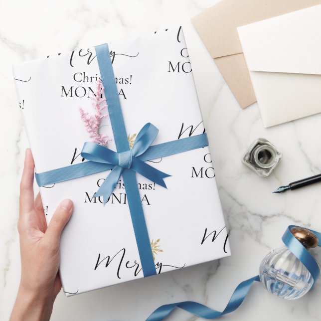 Papel De Presente Flocos de Neve de Feliz Natal Personalizados Elega (Presentear)