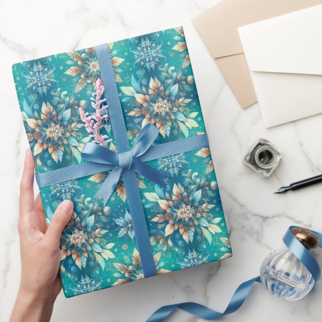 Papel De Presente Flocos de Neve de Inverno (Presentear)