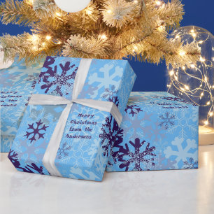 Papel De Presente Flocos de neve de Natal Branco Personalizados