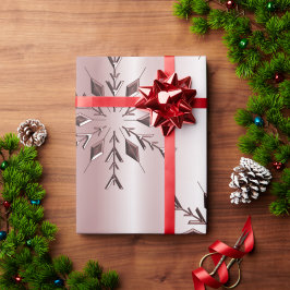 Papel De Presente Flocos de neve de Natal cor-de-rosa rosa