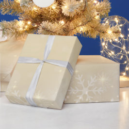 Papel De Presente Flocos de neve de Natal de Ouro cremoso