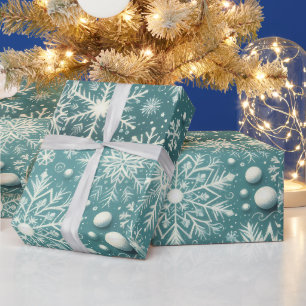 Papel De Presente Flocos de Neve de Natal Decoupage Azul Turquesa Br