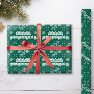 Papel De Presente Flocos de neve de Natal em Emerald Green