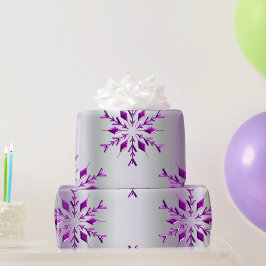 Papel De Presente Flocos de neve de Natal roxos