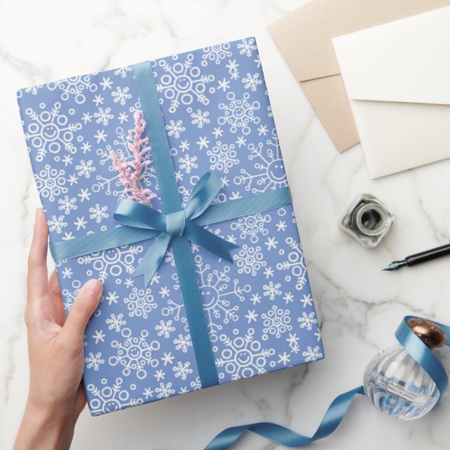 Papel De Presente Flocos de neve de rabo azul (Presentear)