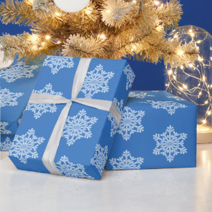 Papel De Presente Flocos de neve dimensionáveis gelados, azuis gelad