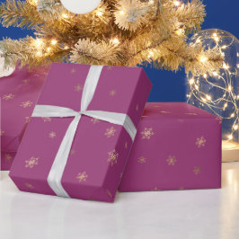 Papel De Presente Flocos de neve Dourados de Natal de Boysenberry Ro
