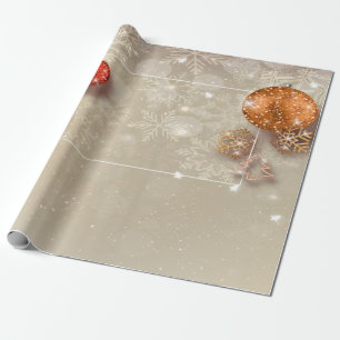 Papel De Presente Flocos de neve elegantes e sofisticados, bolas de 