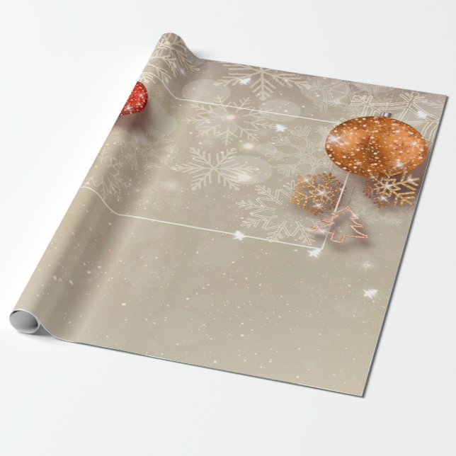 Papel De Presente Flocos de neve elegantes e sofisticados, bolas de  (Desenrolado)