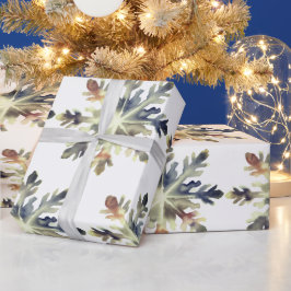 Papel De Presente Flocos de Neve em Aquarela, Cores Mágicas