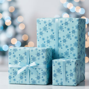Papel De Presente flocos de neve em azul pó