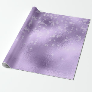 Papel De Presente Flocos de neve em metal roxo Natal
