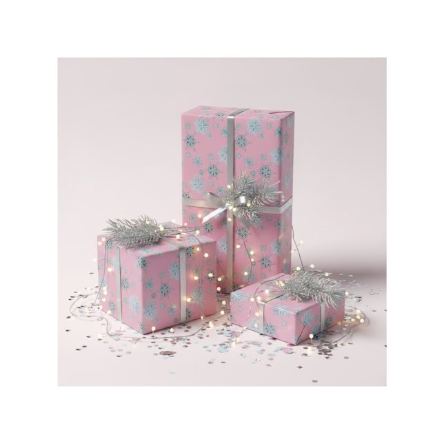 Papel De Presente flocos de neve em rosa pálido (Criador carregado)