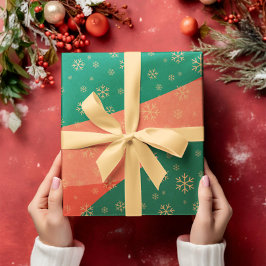 Papel De Presente Flocos de neve festivos em papel de enrolamento ve