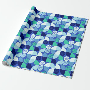Papel De Presente Flocos de neve geométricos - Fundo Azul
