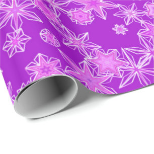 Papel De Presente Flocos de neve geométricos modernos, Ametist Roxo