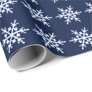 Papel De Presente Flocos de neve gigantes de cristal de gelo no azul