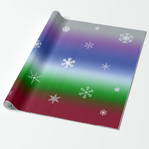 Papel De Presente Flocos de neve Legal de inverno em faixas de gradi