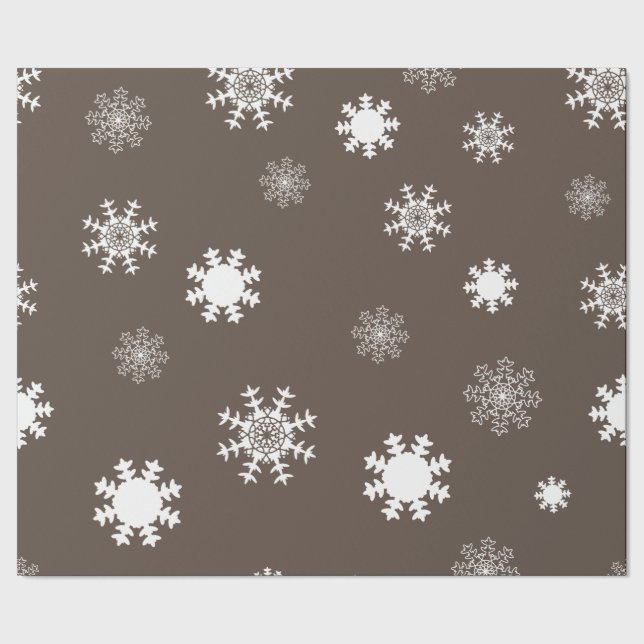 Papel De Presente Flocos de Neve Monocromáticos em Tons Marrons Dive (Barra)