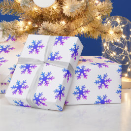 Papel De Presente Flocos de Neve Natal Padrão Férias Roxo
