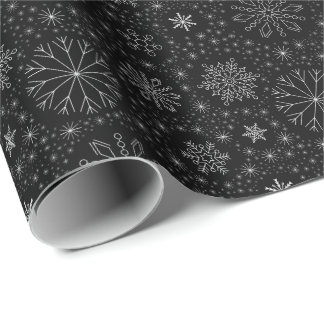 Papel De Presente Flocos de Neve Natal Vintage