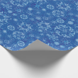 Papel De Presente Flocos de neve no azul