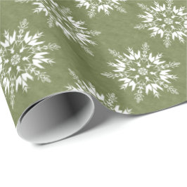 Papel De Presente Flocos de neve no verde