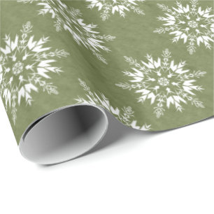 Papel De Presente Flocos de neve no verde