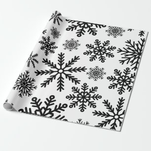 Papel De Presente Flocos de neve pretos