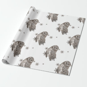 Papel De Presente Flocos de neve pretos & brancos do inverno da