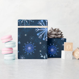 Papel De Presente Flocos de neve ramos congelados e flores