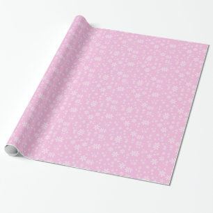 Papel De Presente Flocos de neve rosa e branco bonitos