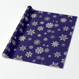 Papel De Presente Flocos de neve Sem costura Padrão Azul Natal