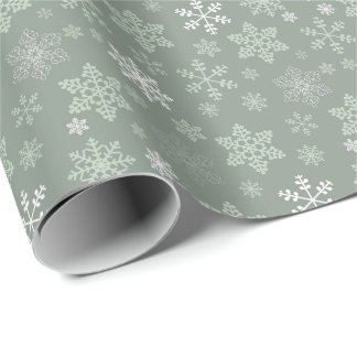 Papel De Presente Flocos de Neve Simples Natal Retrô
