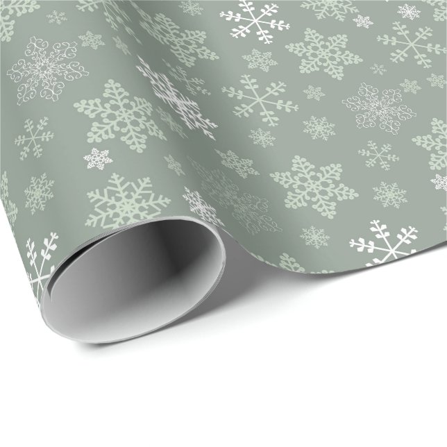 Papel De Presente Flocos de Neve Simples Natal Retrô (Ponta do rolo)