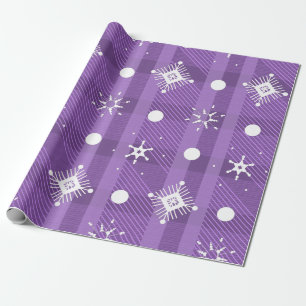 Papel De Presente Flocos de Neve Simples Padrão Xadrez Roxo