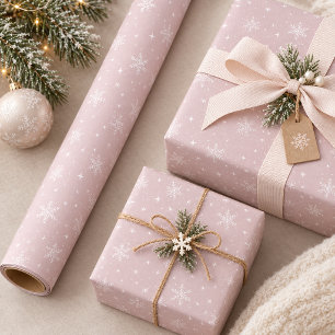 Papel De Presente Flocos de Neve Suaves em Rosa Poeira Opcional ID13