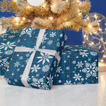 Flocos de neve - Textura de burlap Azul