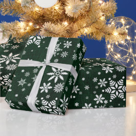 Papel De Presente Flocos de neve - Textura verde escura