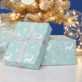 Papel De Presente flocos de neve verde-marinho
