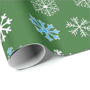 Papel De Presente Flocos de neve verdes