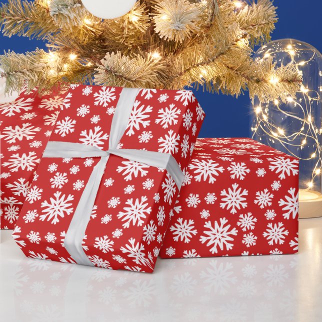 Papel De Presente Flocos de neve vermelhos Flocos de Natal Moldagem  (Feriados)