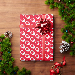 Papel De Presente Flocos de neve vermelhos modernos, bolas de neve v