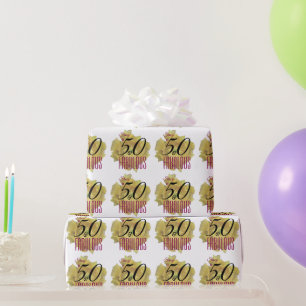 Papel De Presente Flor amarelo de cacto 50 e aniversário fabuloso