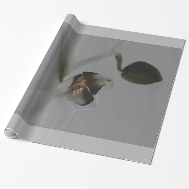 Papel De Presente Flor artístico em Cinzas (Desenrolado)