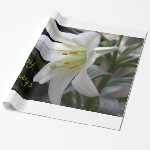 Papel De Presente flor branca de lírio Feliz Natal