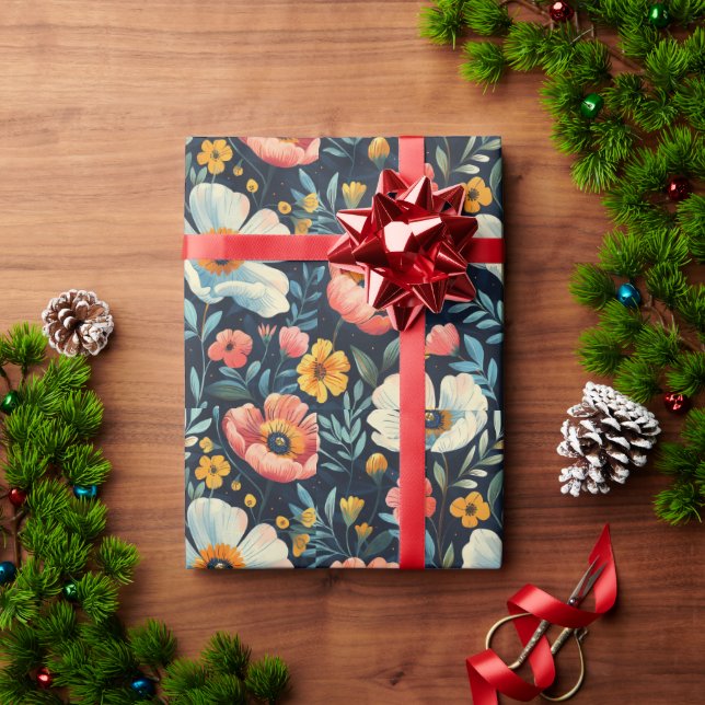 Papel De Presente Flor brilhante (Presente de Natal)