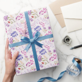 Papel De Presente Flor brilhante de cor d'água doce de Dia de as mãe